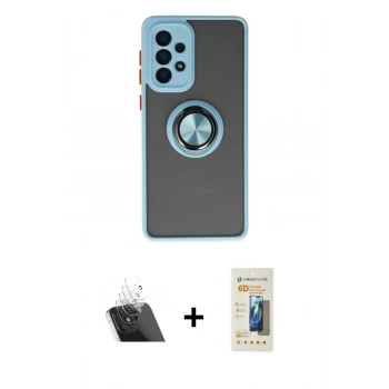 MARSİLYAN™- Galaxy A33 5G Kılıf Yörünge Çizgi - Siyah 6D Mat Seramik Hayalet Nano Ekran Koruyucu + Kamera Lens Koruma Cam - SF