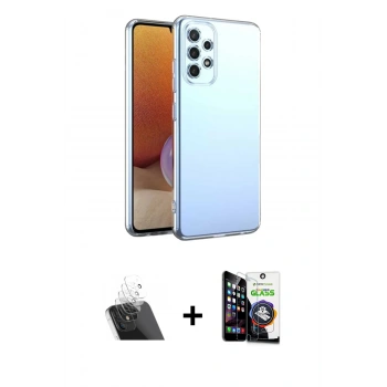 MARSİLYAN™- Galaxy A33 5G Kılıf Zirve Doku - Şeffaf Temperli Cam Ekran Koruyucu + Kamera Lens Koruma Cam - SF