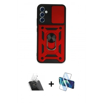 MARSİLYAN™- Galaxy A34 5G Kılıf Ahenk Klasik - Siyah 3D Antistatik Seramik Nano Ekran Koruyucu + Kamera Lens Koruma Cam - SF