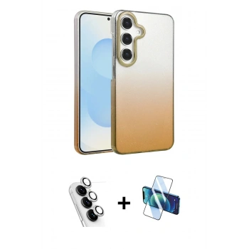 MARSİLYAN™- Galaxy A34 5G Kılıf Kıvılcım Minimal Özel Seri - Siyah 3D Antistatik Cam Ekran Koruyucu + Valdez Metal Kamera Lens - GS