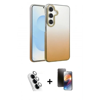 MARSİLYAN™- Galaxy A34 5G Kılıf Kıvılcım Minimal Özel Seri - Siyah 3D Antistatik Mat Seramik Nano Ekran Koruyucu + Valdez Metal Kamera Lens - GS