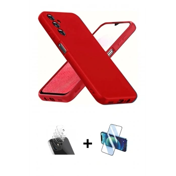 MARSİLYAN™- Galaxy A34 5G Kılıf Kozmos Yansıma Özel Seri - Siyah 3D Antistatik Cam Ekran Koruyucu + Kamera Lens Koruma Cam - SF