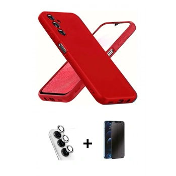 MARSİLYAN™- Galaxy A34 5G Kılıf Kozmos Yansıma Özel Seri - Siyah 3D Antistatik Hayalet Cam Ekran Koruyucu + Valdez Metal Kamera Lens - GS