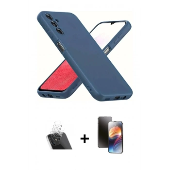 MARSİLYAN™- Galaxy A34 5G Kılıf Kozmos Yansıma Özel Seri - Siyah 3D Antistatik Mat Seramik Nano Ekran Koruyucu + Kamera Lens Koruma Cam - SF