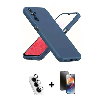 MARSİLYAN™- Galaxy A34 5G Kılıf Kozmos Yansıma Özel Seri - Siyah 3D Antistatik Mat Seramik Nano Ekran Koruyucu + Valdez Metal Kamera Lens - GS