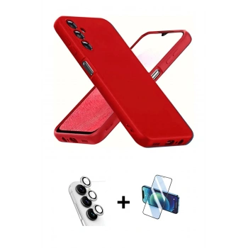 MARSİLYAN™- Galaxy A34 5G Kılıf Kozmos Yansıma Özel Seri - Siyah 3D Antistatik Seramik Nano Ekran Koruyucu + Valdez Metal Kamera Lens - GS