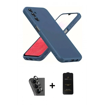 MARSİLYAN™- Galaxy A34 5G Kılıf Kozmos Yansıma Özel Seri - Siyah 6D Antistatik Mat Seramik Hayalet Nano Ekran Koruyucu + Valdez Metal Kamera Lens - SH