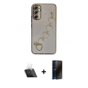 MARSİLYAN™- Galaxy A34 5G Kılıf Nova Işık Prime - Siyah 3D Antistatik Hayalet Cam Ekran Koruyucu + Kamera Lens Koruma Cam - SF