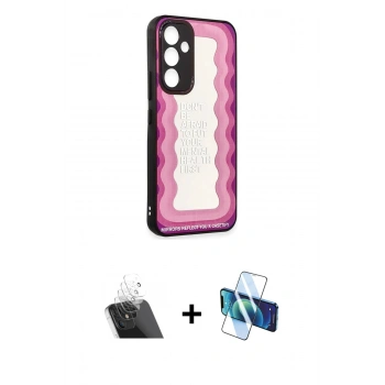 MARSİLYAN™- Galaxy A34 5G Kılıf Odak Klasik Serisi - Siyah 3D Antistatik Cam Ekran Koruyucu + Kamera Lens Koruma Cam - SF