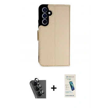 MARSİLYAN™- Galaxy A34 5G Kılıf Siluet Işık Serisi - Şeffaf Pasifik Cam Ekran Koruyucu + Valdez Metal Kamera Lens - SH
