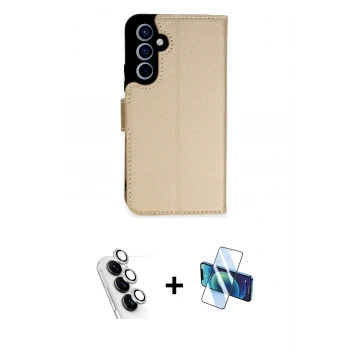 MARSİLYAN™- Galaxy A34 5G Kılıf Siluet Işık Serisi - Siyah 3D Antistatik Cam Ekran Koruyucu + Valdez Metal Kamera Lens - GS