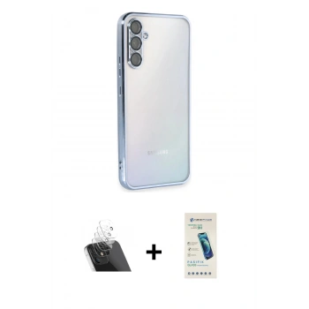 MARSİLYAN™- Galaxy A34 5G Kılıf Vadi Minimal - Şeffaf Pasifik Cam Ekran Koruyucu + Kamera Lens Koruma Cam - SF