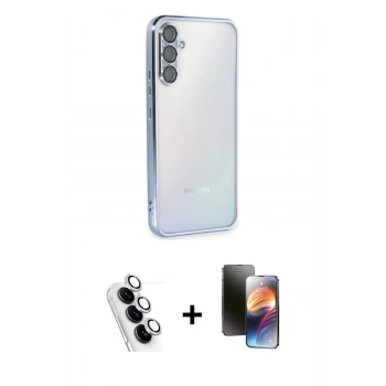 MARSİLYAN™- Galaxy A34 5G Kılıf Vadi Minimal - Siyah 3D Antistatik Mat Seramik Nano Ekran Koruyucu + Valdez Metal Kamera Lens - GS