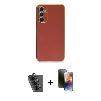 MARSİLYAN™- Galaxy A34 5G Kılıf Yankı Serisi - Siyah 3D Antistatik Mat Seramik Nano Ekran Koruyucu + Valdez Metal Kamera Lens - SH