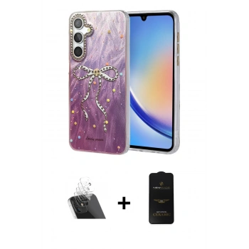 MARSİLYAN™- Galaxy A34 5G Kılıf Zirve Modern Prime - Siyah 6D Antistatik Mat Seramik Hayalet Nano Ekran Koruyucu + Kamera Lens Koruma Cam - SF