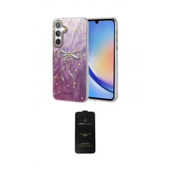MARSİLYAN™- Galaxy A34 5G Kılıf Zirve Modern Prime - Siyah 6D Antistatik Mat Seramik Hayalet Nano Ekran Koruyucu