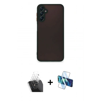 MARSİLYAN™- Galaxy A35 5G Kılıf Ahenk Çizgi Serisi - Siyah 3D Antistatik Seramik Nano Ekran Koruyucu + Kamera Lens Koruma Cam - SF