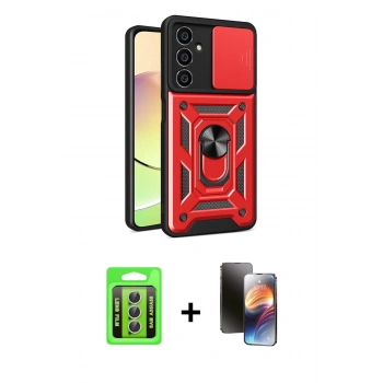 MARSİLYAN™- Galaxy A35 5G Kılıf Ahenk Klasik - Siyah 3D Antistatik Mat Seramik Nano Ekran Koruyucu + Raze Metal Kamera Lens - GS