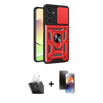 MARSİLYAN™- Galaxy A35 5G Kılıf Ahenk Klasik - Siyah 3D Antistatik Mat Seramik Nano Ekran Koruyucu + Kamera Lens Koruma Cam - SF