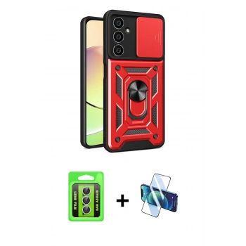 MARSİLYAN™- Galaxy A35 5G Kılıf Ahenk Klasik - Siyah 3D Antistatik Seramik Nano Ekran Koruyucu + Raze Metal Kamera Lens - GS