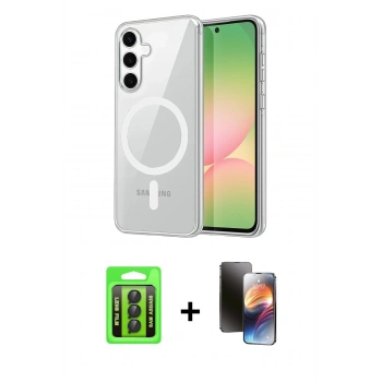 MARSİLYAN™- Galaxy A35 5G Kılıf Ahenk Minimal Serisi - Siyah 3D Antistatik Mat Seramik Nano Ekran Koruyucu + Raze Metal Kamera Lens - SH