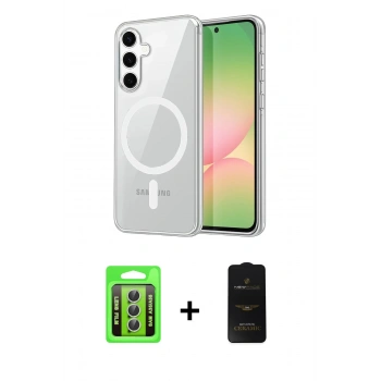 MARSİLYAN™- Galaxy A35 5G Kılıf Ahenk Minimal Serisi - Siyah 6D Antistatik Mat Seramik Hayalet Nano Ekran Koruyucu + Raze Metal Kamera Lens - GS