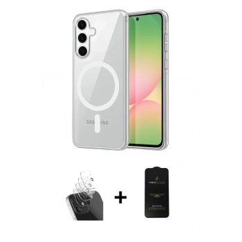 MARSİLYAN™- Galaxy A35 5G Kılıf Ahenk Minimal Serisi - Siyah 6D Antistatik Mat Seramik Hayalet Nano Ekran Koruyucu + Kamera Lens Koruma Cam - SF