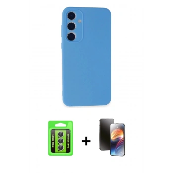MARSİLYAN™- Galaxy A35 5G Kılıf Ahenk Serisi - Siyah 3D Antistatik Mat Seramik Nano Ekran Koruyucu + Raze Metal Kamera Lens - GS