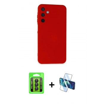 MARSİLYAN™- Galaxy A35 5G Kılıf Ahenk Serisi - Siyah 3D Antistatik Seramik Nano Ekran Koruyucu + Raze Metal Kamera Lens - SH