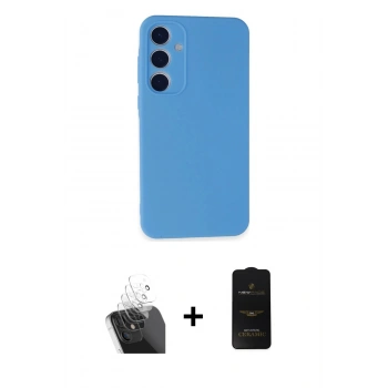 MARSİLYAN™- Galaxy A35 5G Kılıf Ahenk Serisi - Siyah 6D Antistatik Mat Seramik Hayalet Nano Ekran Koruyucu + Kamera Lens Koruma Cam - SF