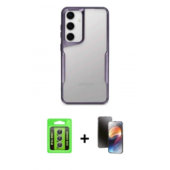MARSİLYAN™- Galaxy A35 5G Kılıf Akış Çizgi Koleksiyonu - Siyah 3D Antistatik Mat Seramik Nano Ekran Koruyucu + Raze Metal Kamera Lens - GS