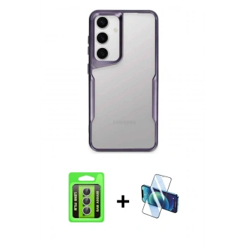 MARSİLYAN™- Galaxy A35 5G Kılıf Akış Çizgi Koleksiyonu - Siyah 3D Antistatik Seramik Nano Ekran Koruyucu + Raze Metal Kamera Lens - GS