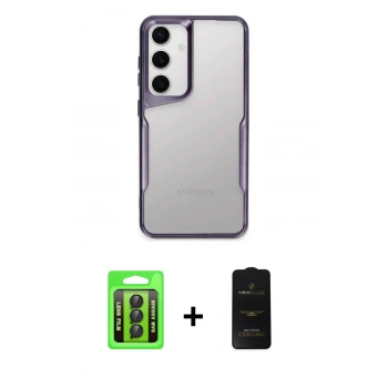 MARSİLYAN™- Galaxy A35 5G Kılıf Akış Çizgi Koleksiyonu - Siyah 6D Antistatik Mat Seramik Hayalet Nano Ekran Koruyucu + Raze Metal Kamera Lens - SH