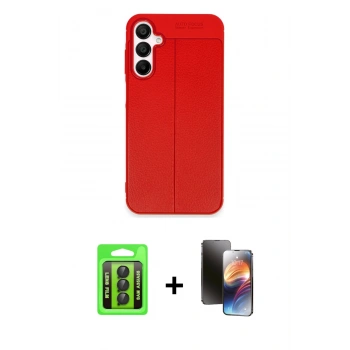 MARSİLYAN™- Galaxy A35 5G Kılıf Doruk Klasik Özel Seri - Siyah 3D Antistatik Mat Seramik Nano Ekran Koruyucu + Raze Metal Kamera Lens - SH
