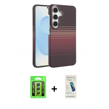 MARSİLYAN™- Galaxy A35 5G Kılıf Doruk Serisi - Şeffaf Pasifik Cam Ekran Koruyucu + Raze Metal Kamera Lens - GS