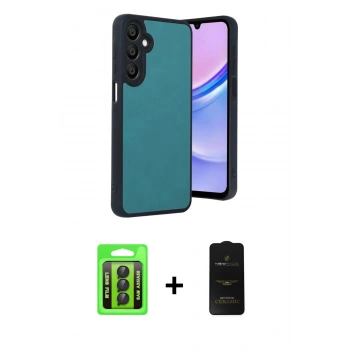 MARSİLYAN™- Galaxy A35 5G Kılıf Kıvılcım Işık Serisi - Siyah 6D Antistatik Mat Seramik Hayalet Nano Ekran Koruyucu + Raze Metal Kamera Lens - SH
