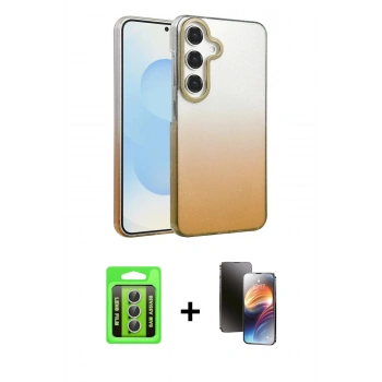 MARSİLYAN™- Galaxy A35 5G Kılıf Kıvılcım Minimal Özel Seri - Siyah 3D Antistatik Mat Seramik Nano Ekran Koruyucu + Raze Metal Kamera Lens - GS