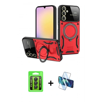 MARSİLYAN™- Galaxy A35 5G Kılıf Kıvılcım Modern Serisi - Siyah 3D Antistatik Cam Ekran Koruyucu + Raze Metal Kamera Lens - SH