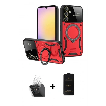 MARSİLYAN™- Galaxy A35 5G Kılıf Kıvılcım Modern Serisi - Siyah 6D Antistatik Mat Seramik Hayalet Nano Ekran Koruyucu + Kamera Lens Koruma Cam - SF