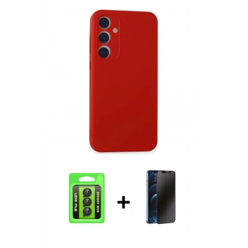 MARSİLYAN™- Galaxy A35 5G Kılıf Kozmos Yansıma Özel Seri - Siyah 3D Antistatik Hayalet Cam Ekran Koruyucu + Raze Metal Kamera Lens - SH