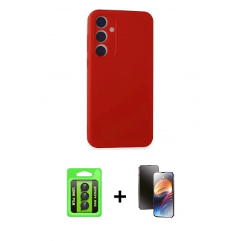 MARSİLYAN™- Galaxy A35 5G Kılıf Kozmos Yansıma Özel Seri - Siyah 3D Antistatik Mat Seramik Nano Ekran Koruyucu + Raze Metal Kamera Lens - SH