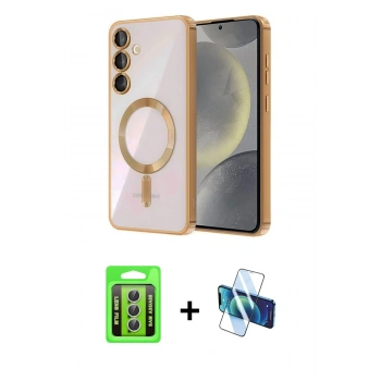 MARSİLYAN™- Galaxy A35 5G Kılıf Nova Işık Özel Seri - Siyah 3D Antistatik Cam Ekran Koruyucu + Raze Metal Kamera Lens - GS