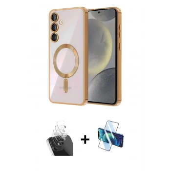 MARSİLYAN™- Galaxy A35 5G Kılıf Nova Işık Özel Seri - Siyah 3D Antistatik Cam Ekran Koruyucu + Kamera Lens Koruma Cam - SF