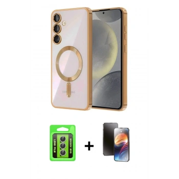 MARSİLYAN™- Galaxy A35 5G Kılıf Nova Işık Özel Seri - Siyah 3D Antistatik Mat Seramik Nano Ekran Koruyucu + Raze Metal Kamera Lens - GS