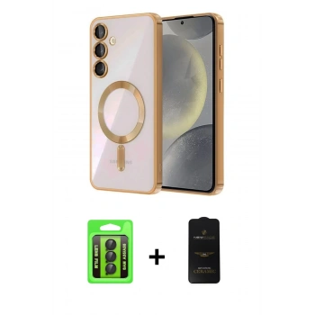 MARSİLYAN™- Galaxy A35 5G Kılıf Nova Işık Özel Seri - Siyah 6D Antistatik Mat Seramik Hayalet Nano Ekran Koruyucu + Raze Metal Kamera Lens - SH