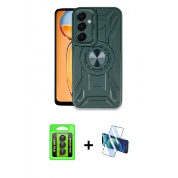 MARSİLYAN™- Galaxy A35 5G Kılıf Nova Yansıma Prime - Siyah 3D Antistatik Cam Ekran Koruyucu + Raze Metal Kamera Lens - SH
