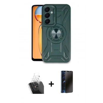 MARSİLYAN™- Galaxy A35 5G Kılıf Nova Yansıma Prime - Siyah 3D Antistatik Hayalet Cam Ekran Koruyucu + Kamera Lens Koruma Cam - SF