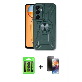 MARSİLYAN™- Galaxy A35 5G Kılıf Nova Yansıma Prime - Siyah 3D Antistatik Mat Seramik Nano Ekran Koruyucu + Raze Metal Kamera Lens - SH