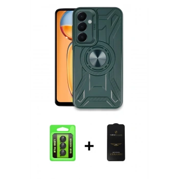 MARSİLYAN™- Galaxy A35 5G Kılıf Nova Yansıma Prime - Siyah 6D Antistatik Mat Seramik Hayalet Nano Ekran Koruyucu + Raze Metal Kamera Lens - SH