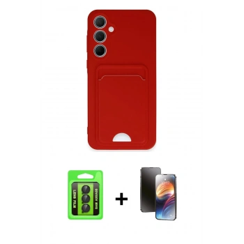 MARSİLYAN™- Galaxy A35 5G Kılıf Vadi Çizgi Prime - Siyah 3D Antistatik Mat Seramik Nano Ekran Koruyucu + Raze Metal Kamera Lens - SH